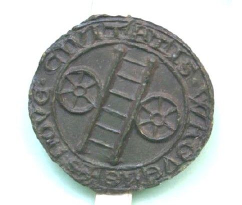 Het grootzegel van de nieuwe stad Wagenvene nabij Wageningen, mogelijk uit ca 1263