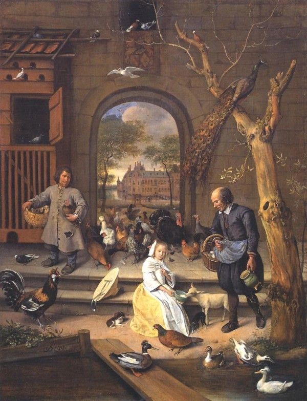 Afbeelding van het schilderij ‘De Hoenderhof’ van Jan Steen